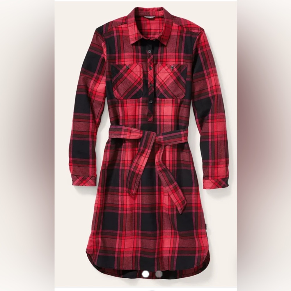 Eddie Bauer Fremont Flannel Dress EUC worn once - red, black, purple. size large
